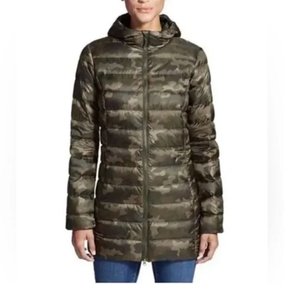 NWOT Eddie Bauer Camouflage Green Parka Packable and lightweight Size XS - Picture 16 of 16